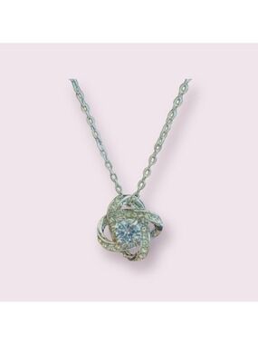 Necklace, Stainless Steel Clear Stone Necklace, Silver-Tone Necklace, 18” Chain